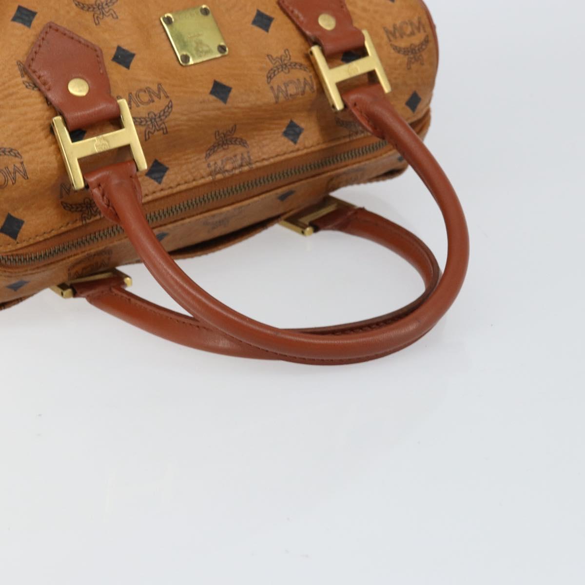MCM Vicetos Logogram Hand Bag PVC Leather Brown Gold Auth gh1458