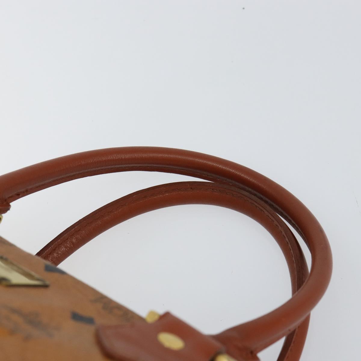 MCM Vicetos Logogram Hand Bag PVC Leather Brown Gold Auth gh1458