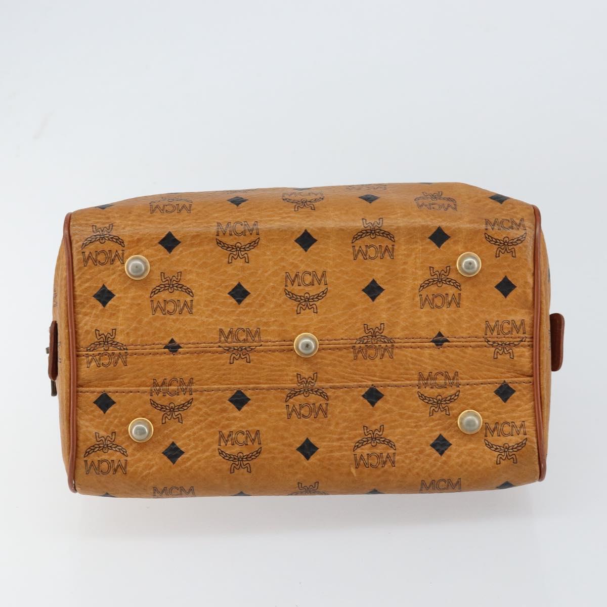 MCM Vicetos Logogram Hand Bag PVC Leather Brown Gold Auth gh1458