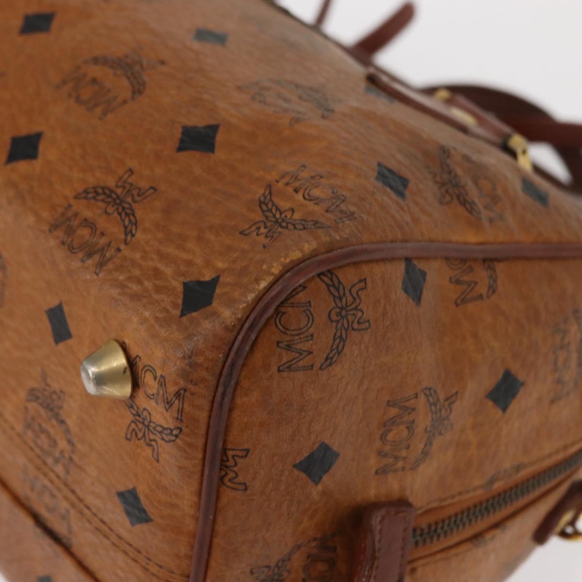 MCM Vicetos Logogram Hand Bag PVC Leather 2way Brown Gold Auth gh1459