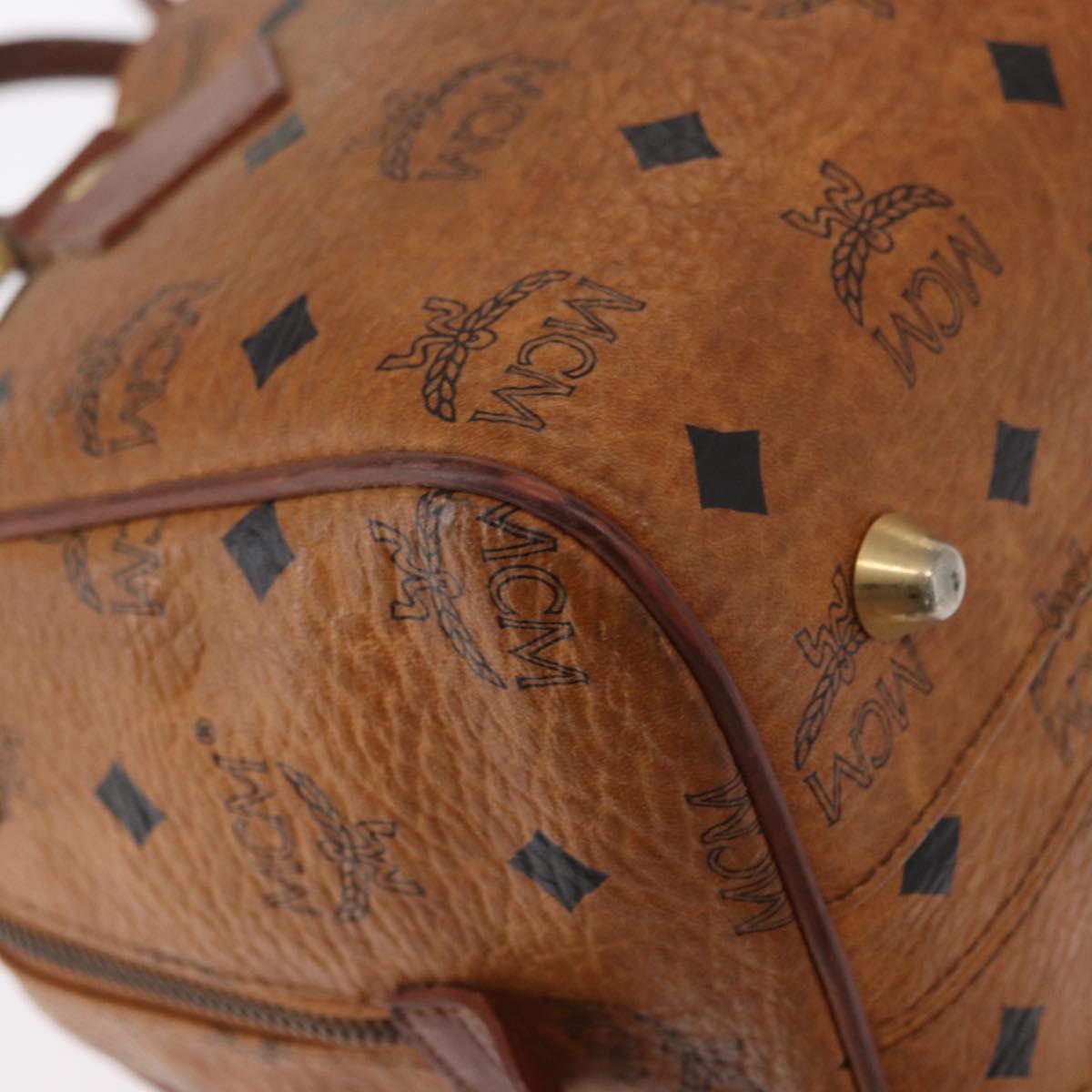 MCM Vicetos Logogram Hand Bag PVC Leather 2way Brown Gold Auth gh1459