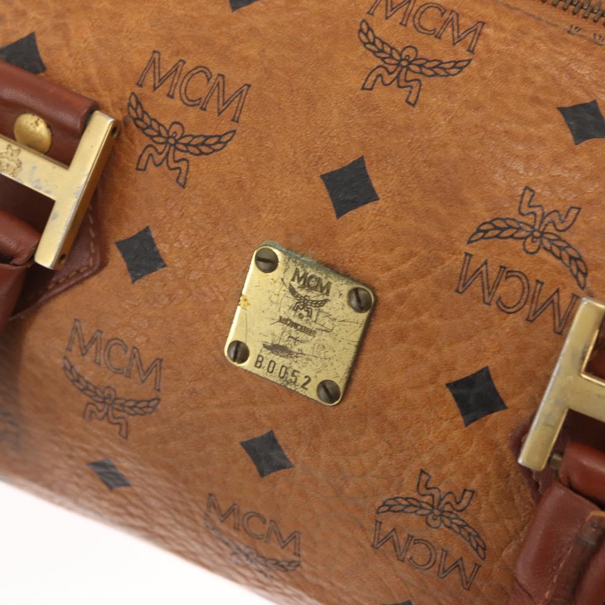 MCM Vicetos Logogram Hand Bag PVC Leather 2way Brown Gold Auth gh1459