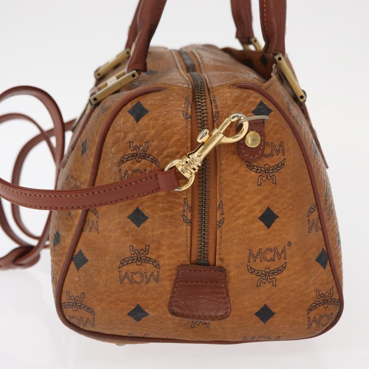 MCM Vicetos Logogram Hand Bag PVC Leather 2way Brown Gold Auth gh1459