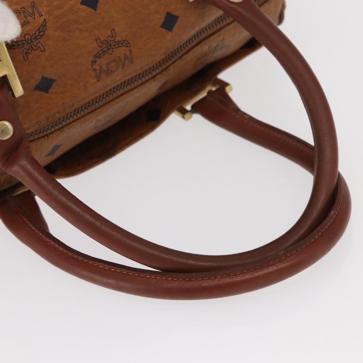MCM Vicetos Logogram Hand Bag PVC Leather 2way Brown Gold Auth gh1459