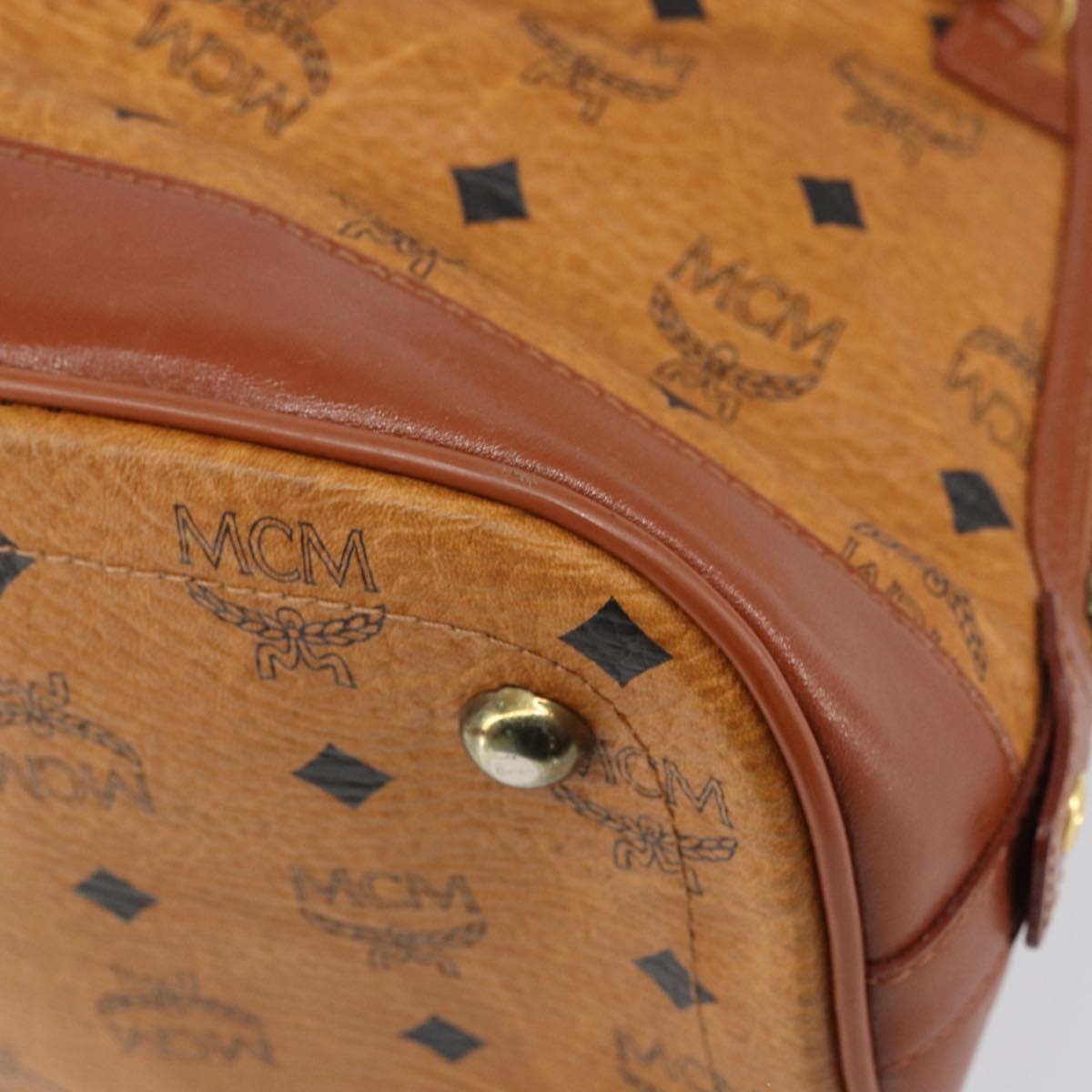 MCM Vicetos Logogram Hand Bag PVC Leather 2way Brown Gold Auth gh1460