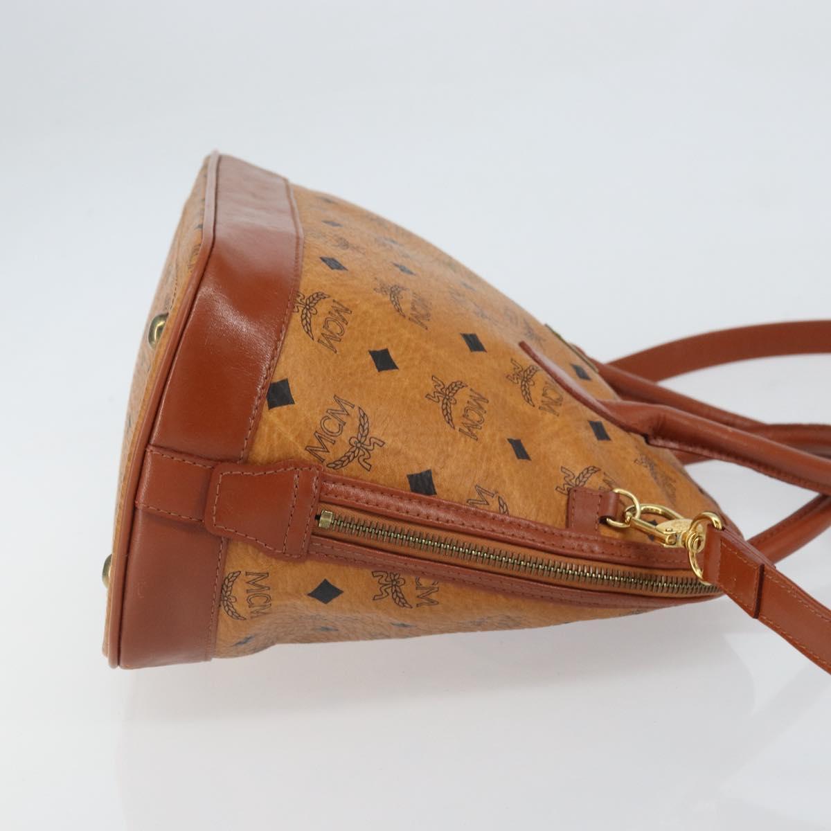 MCM Vicetos Logogram Hand Bag PVC Leather 2way Brown Gold Auth gh1460