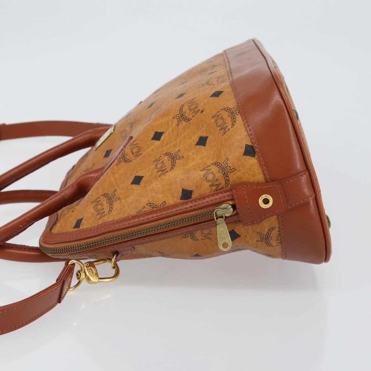 MCM Vicetos Logogram Hand Bag PVC Leather 2way Brown Gold Auth gh1460