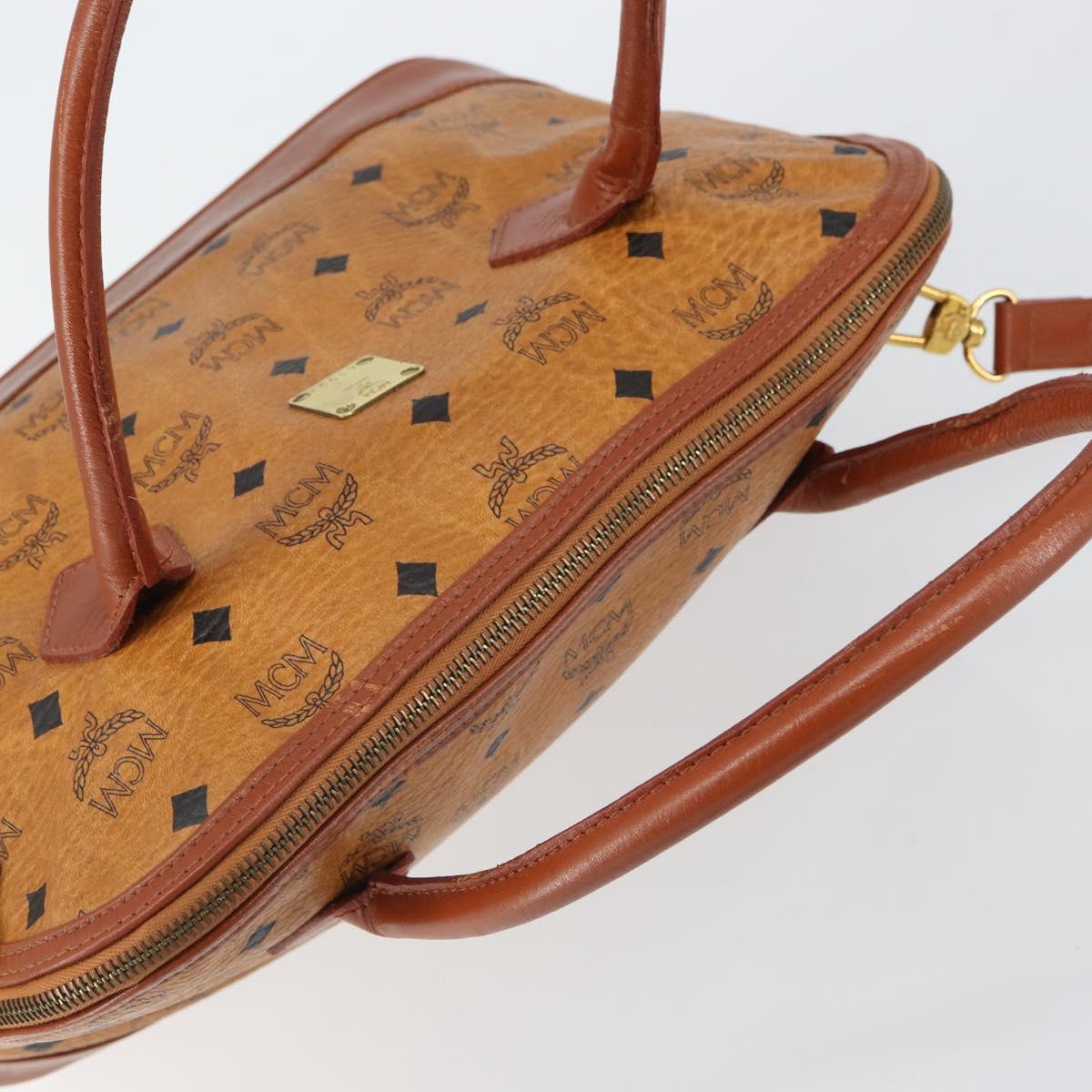 MCM Vicetos Logogram Hand Bag PVC Leather 2way Brown Gold Auth gh1460