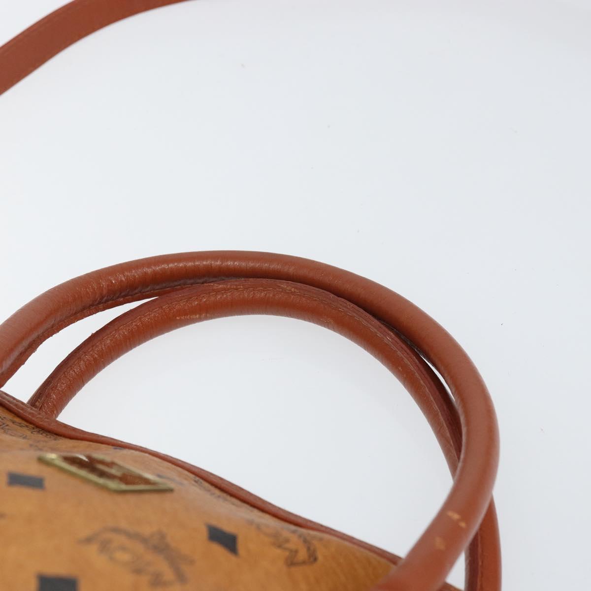 MCM Vicetos Logogram Hand Bag PVC Leather 2way Brown Gold Auth gh1460