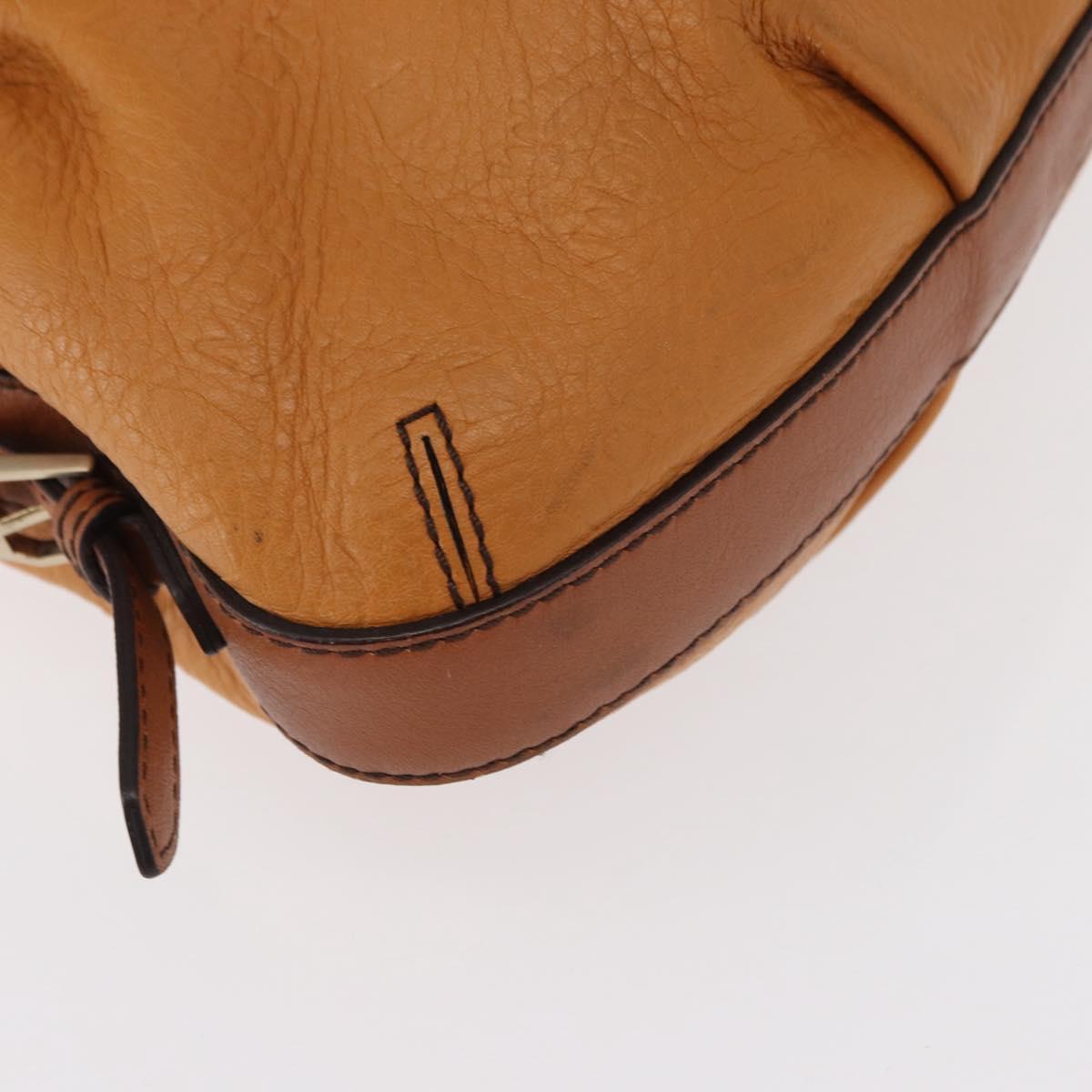 MCM Vicetos Logogram Shoulder Bag Leather Brown Gold Auth gh1463