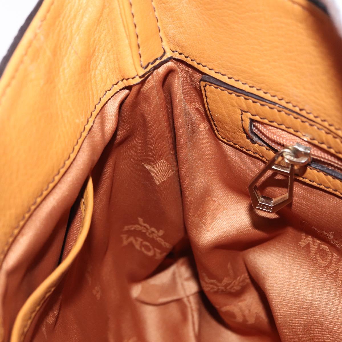 MCM Vicetos Logogram Shoulder Bag Leather Brown Gold Auth gh1463
