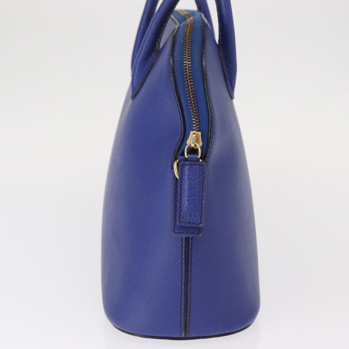 CELINE Hand Bag Leather Blue Gold Auth gh1466