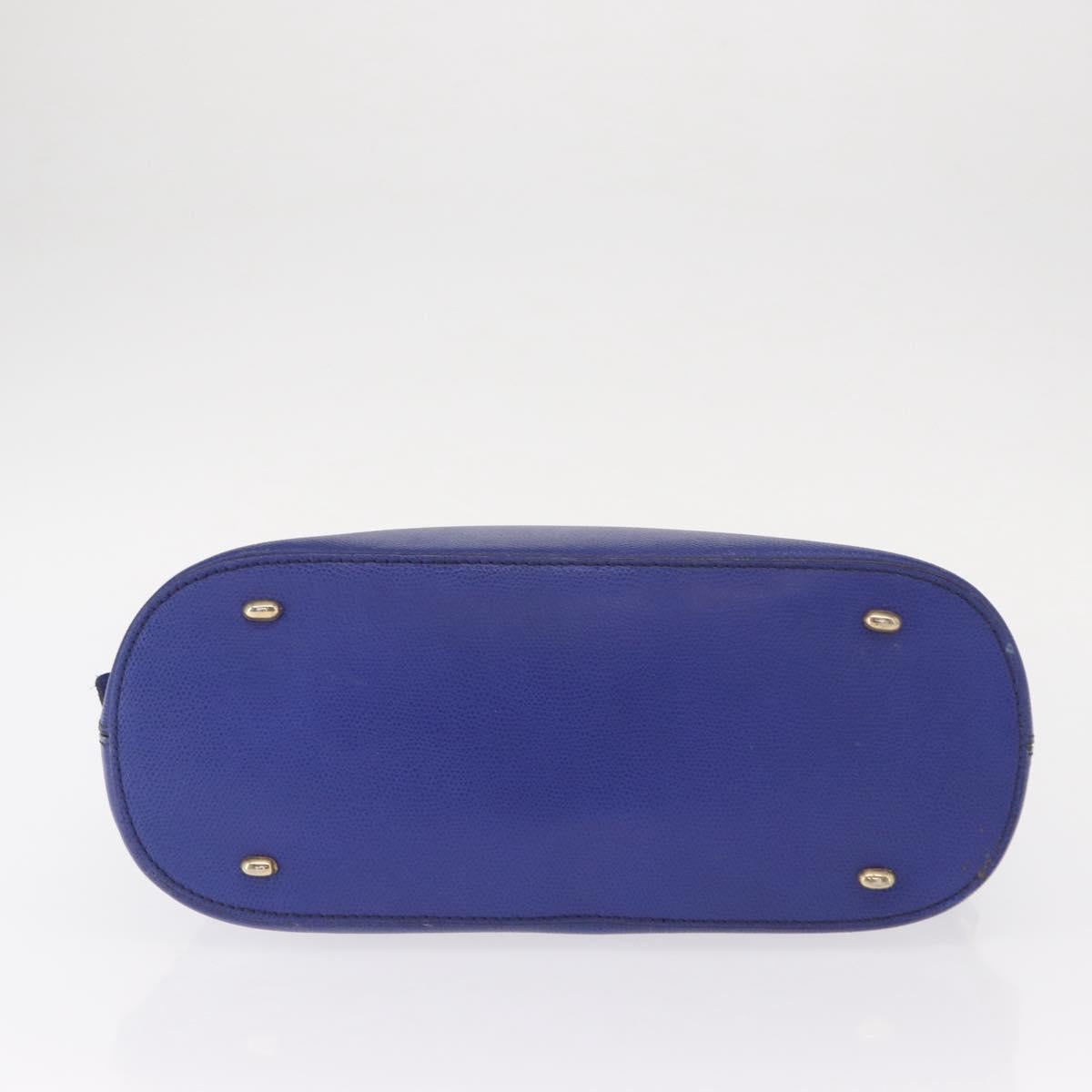CELINE Hand Bag Leather Blue Gold Auth gh1466