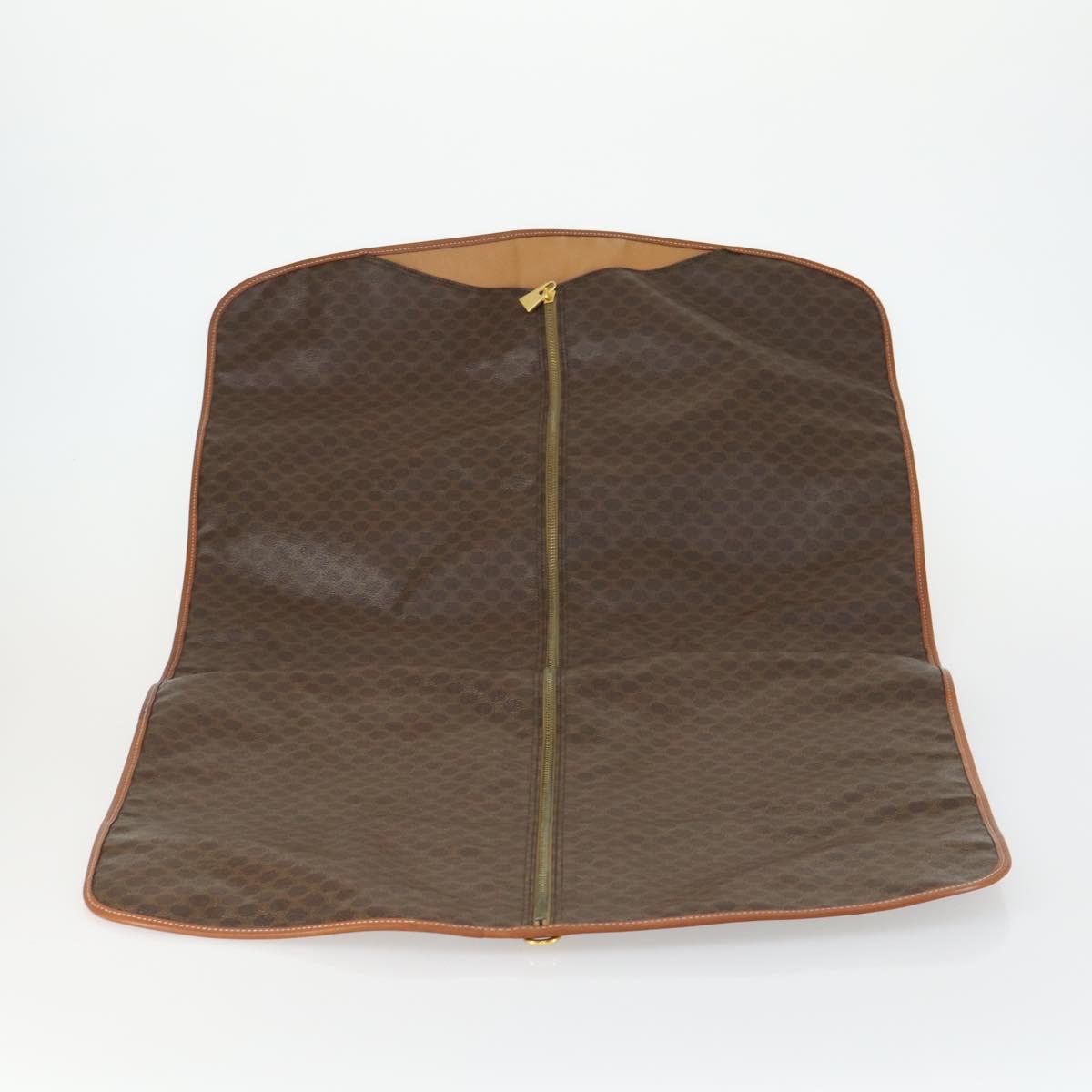 CELINE Macadam Canvas Garment Cover PVC Leather Brown Auth gh1467