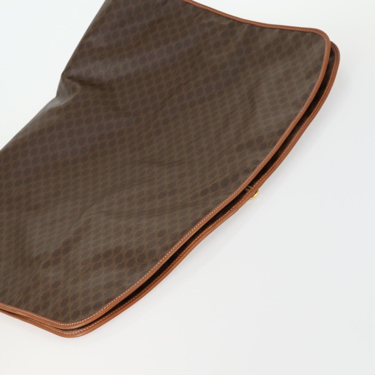 CELINE Macadam Canvas Garment Cover PVC Leather Brown Auth gh1467