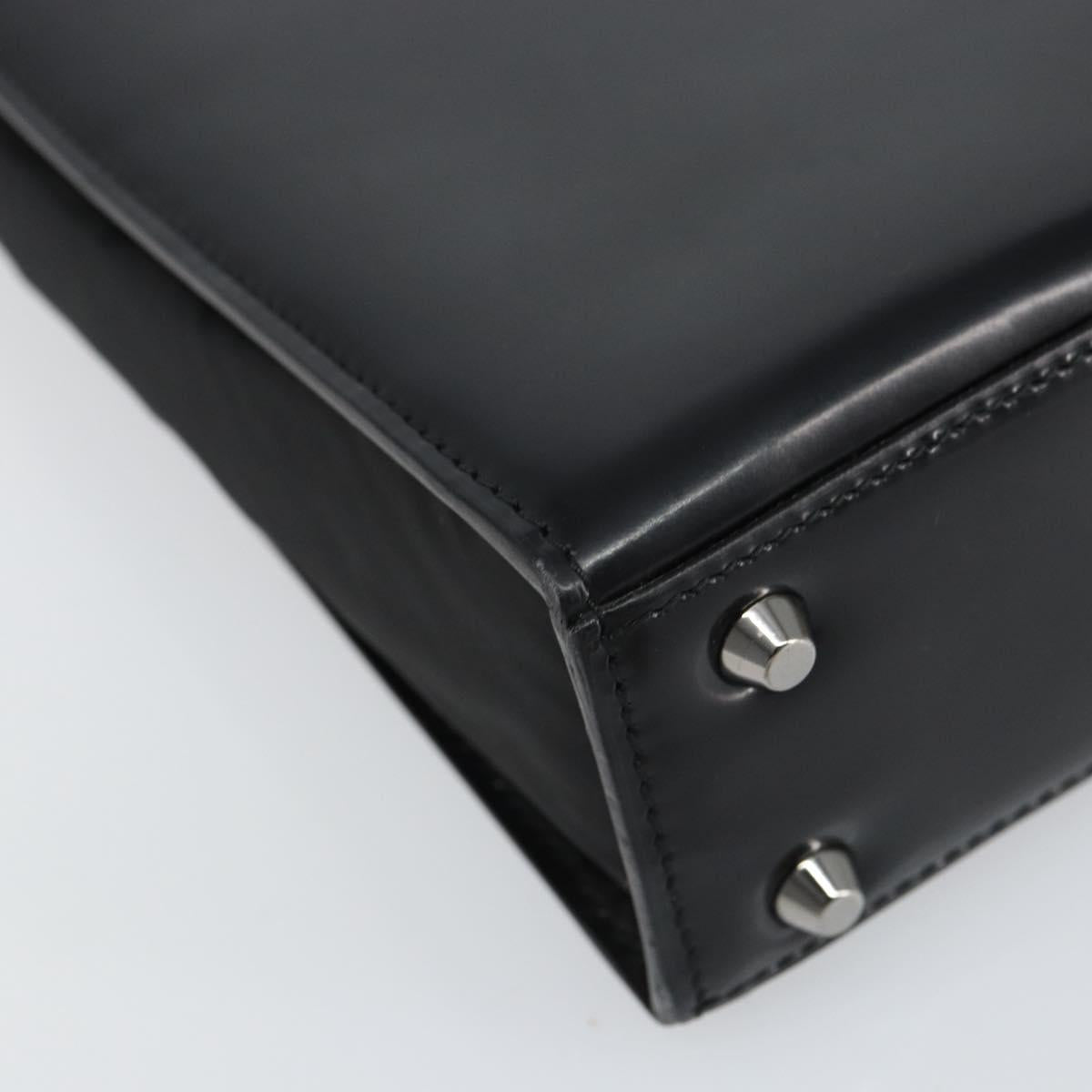 Christian Dior Hand Bag Leather Black Silver Auth gh1468