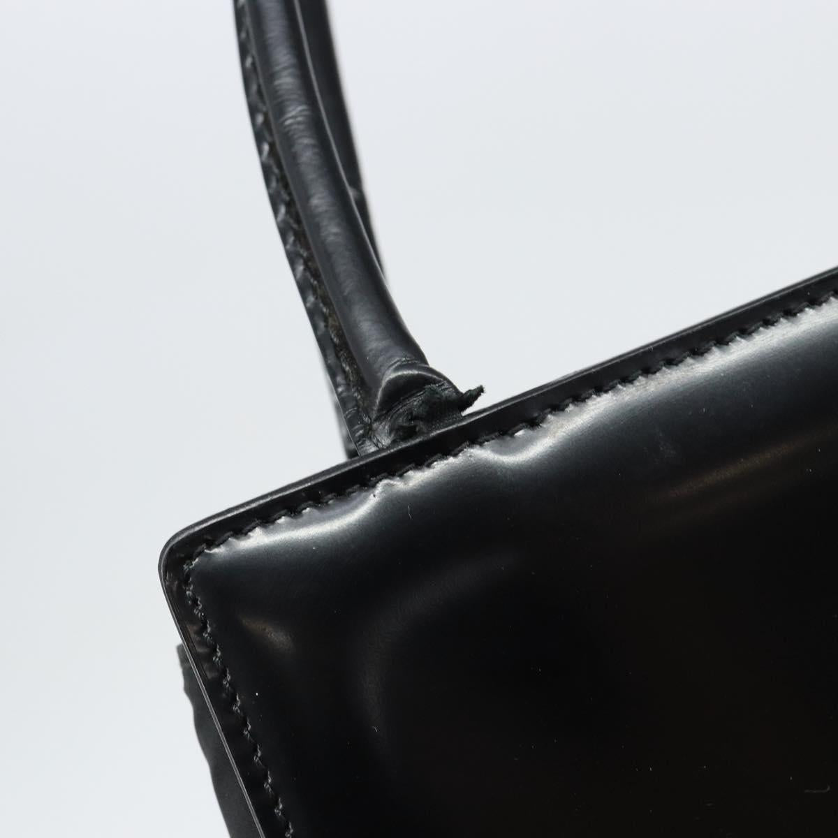Christian Dior Hand Bag Leather Black Silver Auth gh1468