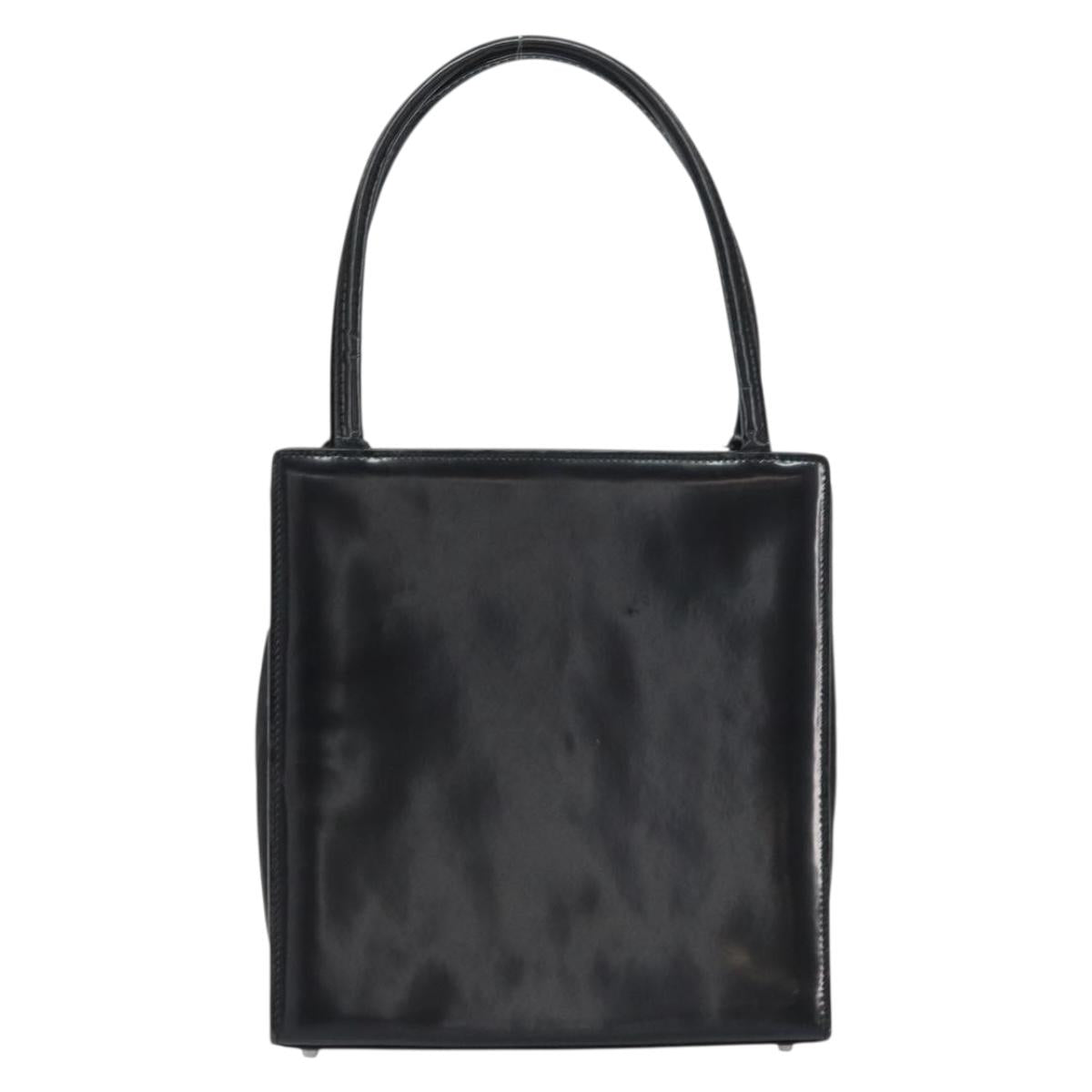 Christian Dior Hand Bag Leather Black Silver Auth gh1468