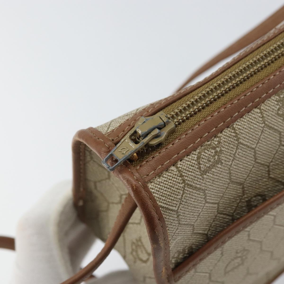 Christian Dior Honeycomb Canvas Shoulder Bag PVC Beige Gold Auth gh1470