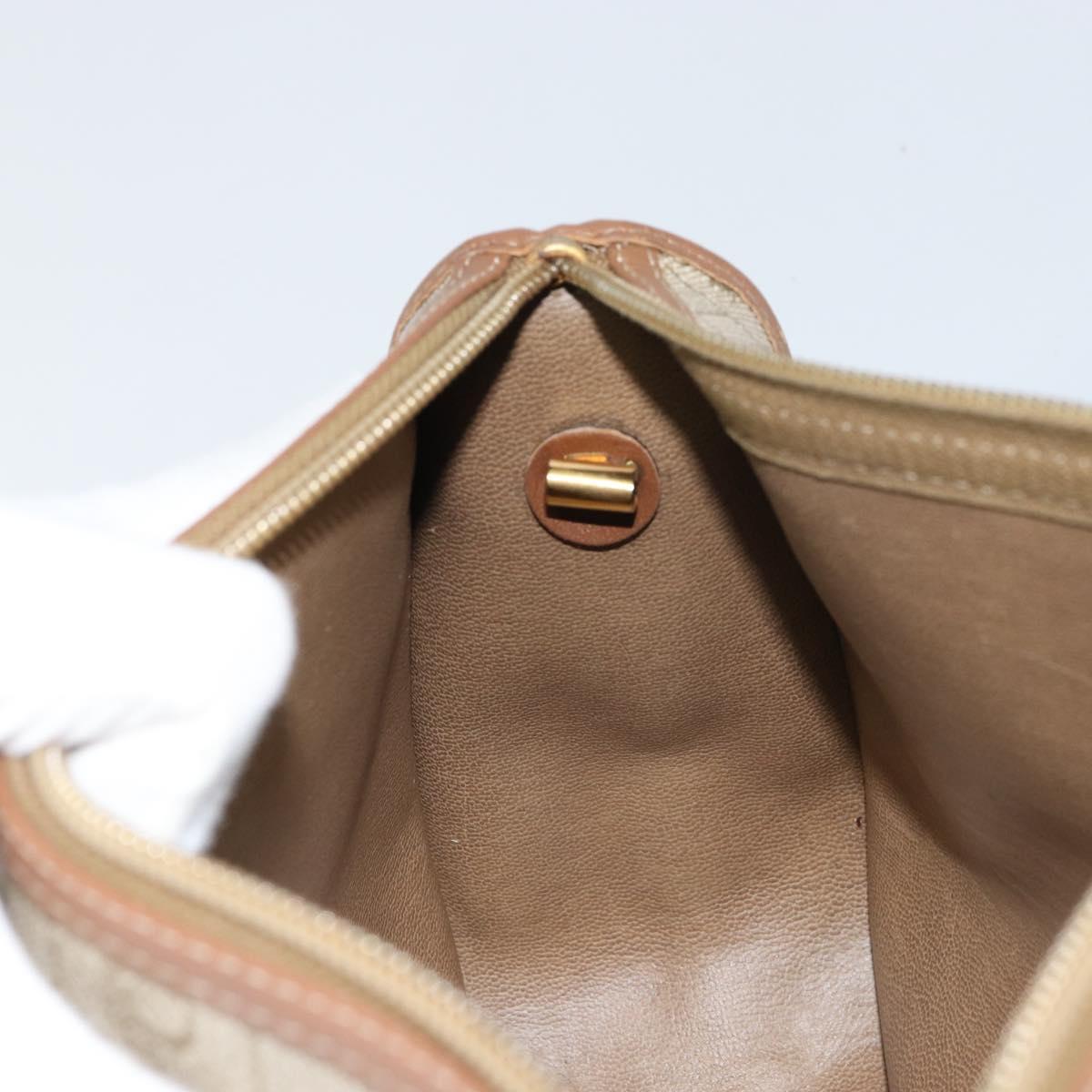 Christian Dior Honeycomb Canvas Shoulder Bag PVC Beige Gold Auth gh1470