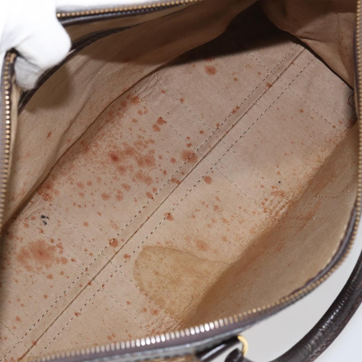 Christian Dior Trotter Canvas Boston Bag Brown Gold Auth gh1472
