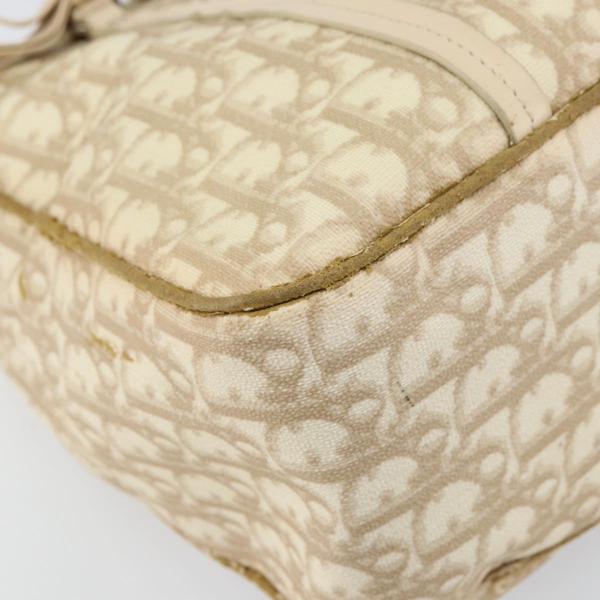 Christian Dior Trotter Canvas Romantic Tote Bag PVC Beige Silver Auth gh1473