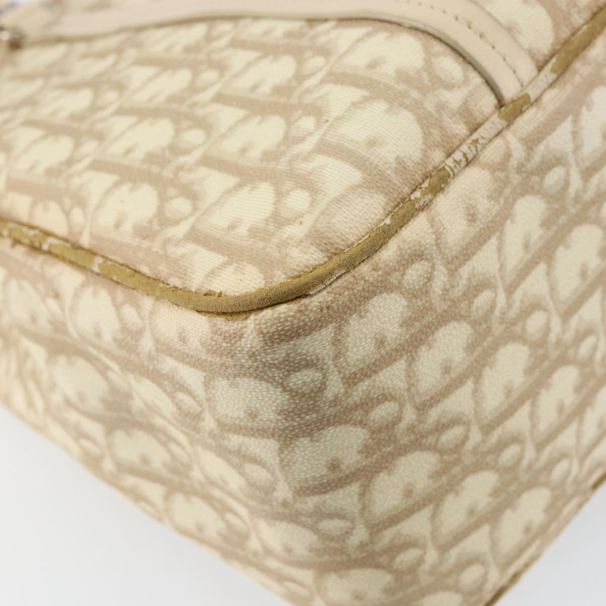 Christian Dior Trotter Canvas Romantic Tote Bag PVC Beige Silver Auth gh1473