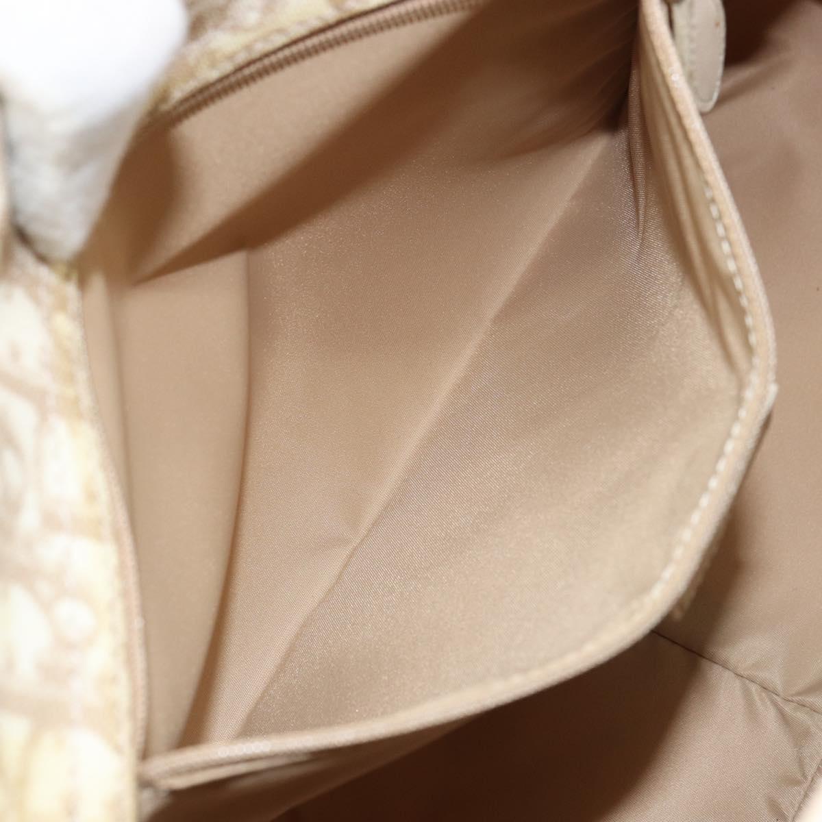 Christian Dior Trotter Canvas Romantic Tote Bag PVC Beige Silver Auth gh1473
