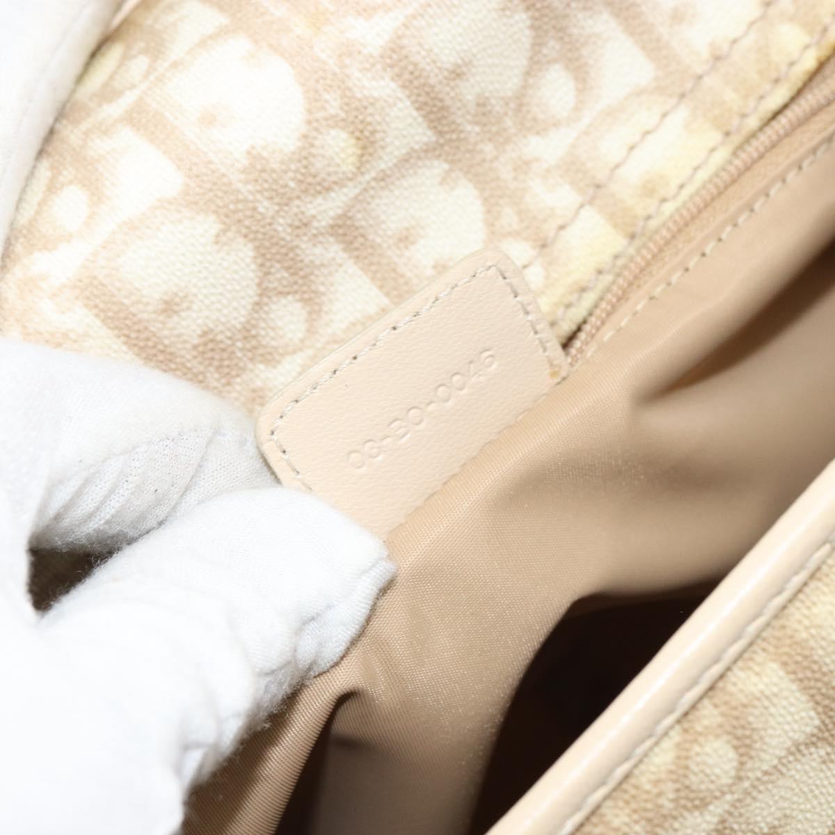 Christian Dior Trotter Canvas Romantic Tote Bag PVC Beige Silver Auth gh1473