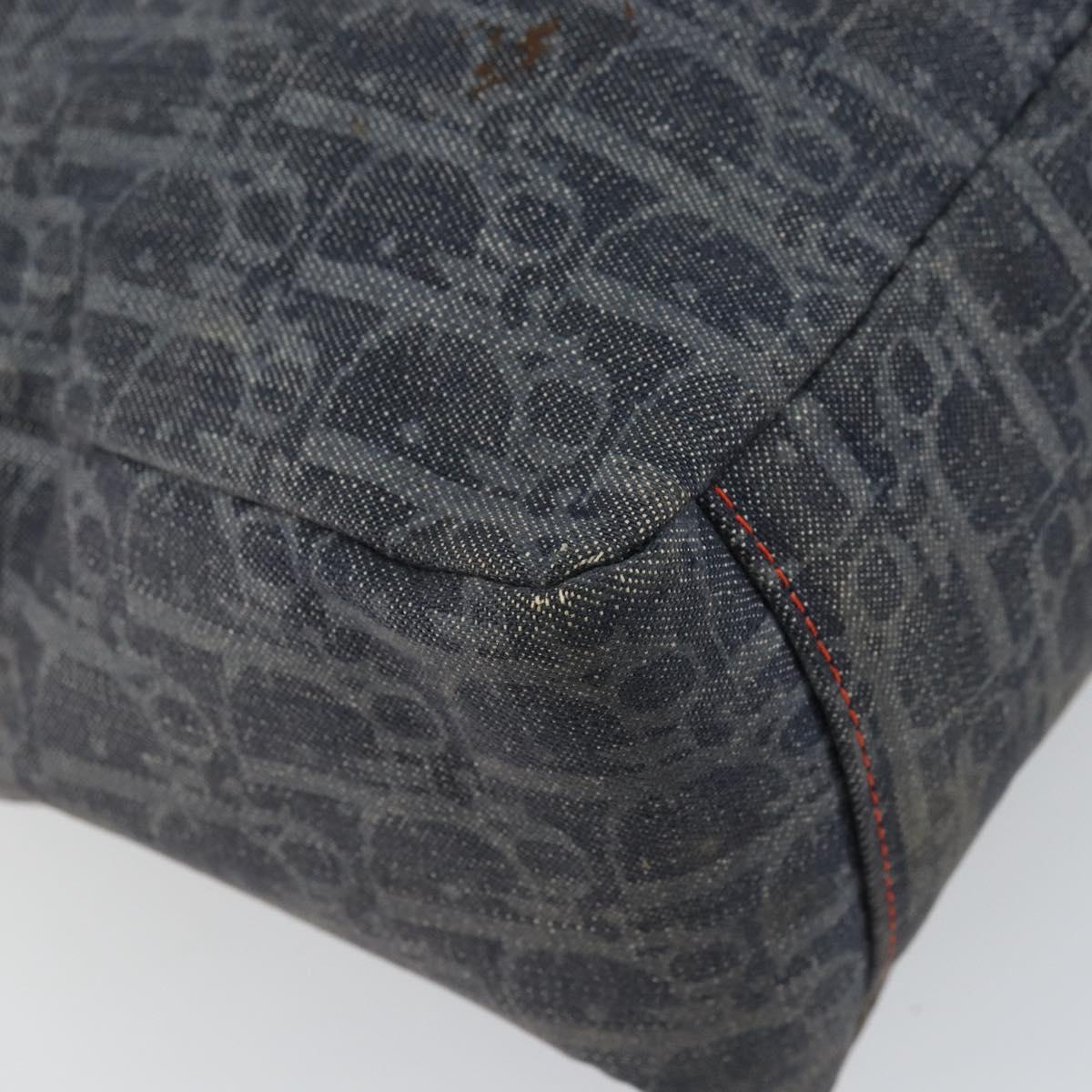 Christian Dior Trotter Canvas Shoulder Bag Navy Silver Auth gh1474
