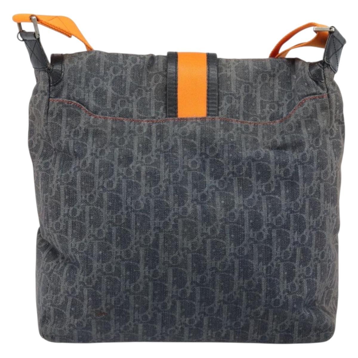 Christian Dior Trotter Canvas Shoulder Bag Navy Silver Auth gh1474