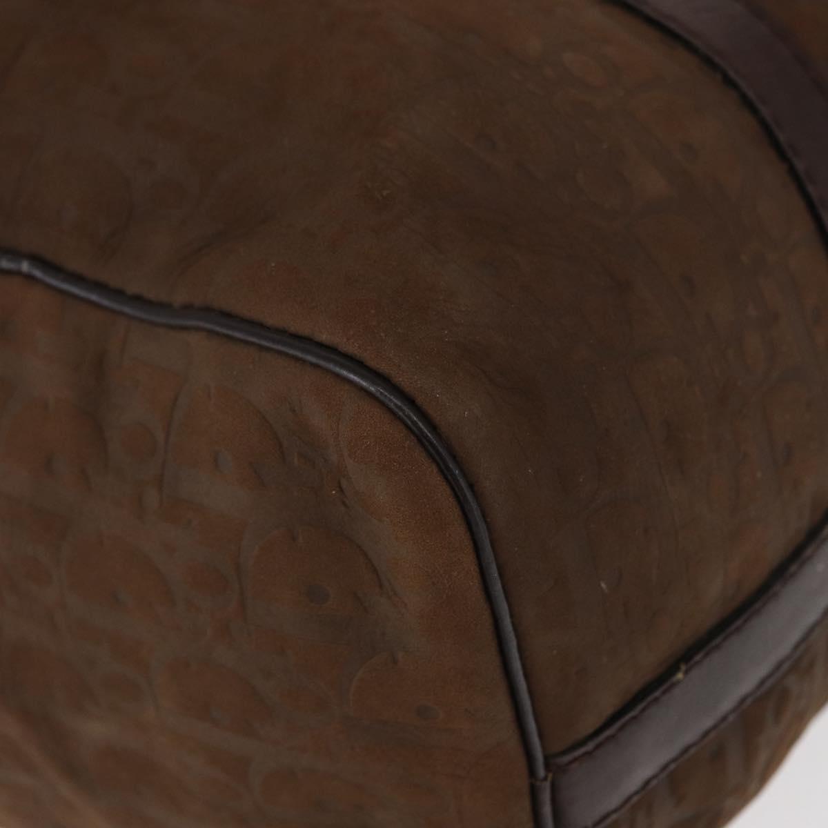 Christian Dior Trotter Canvas Boston Bag Brown Gold Auth gh1476