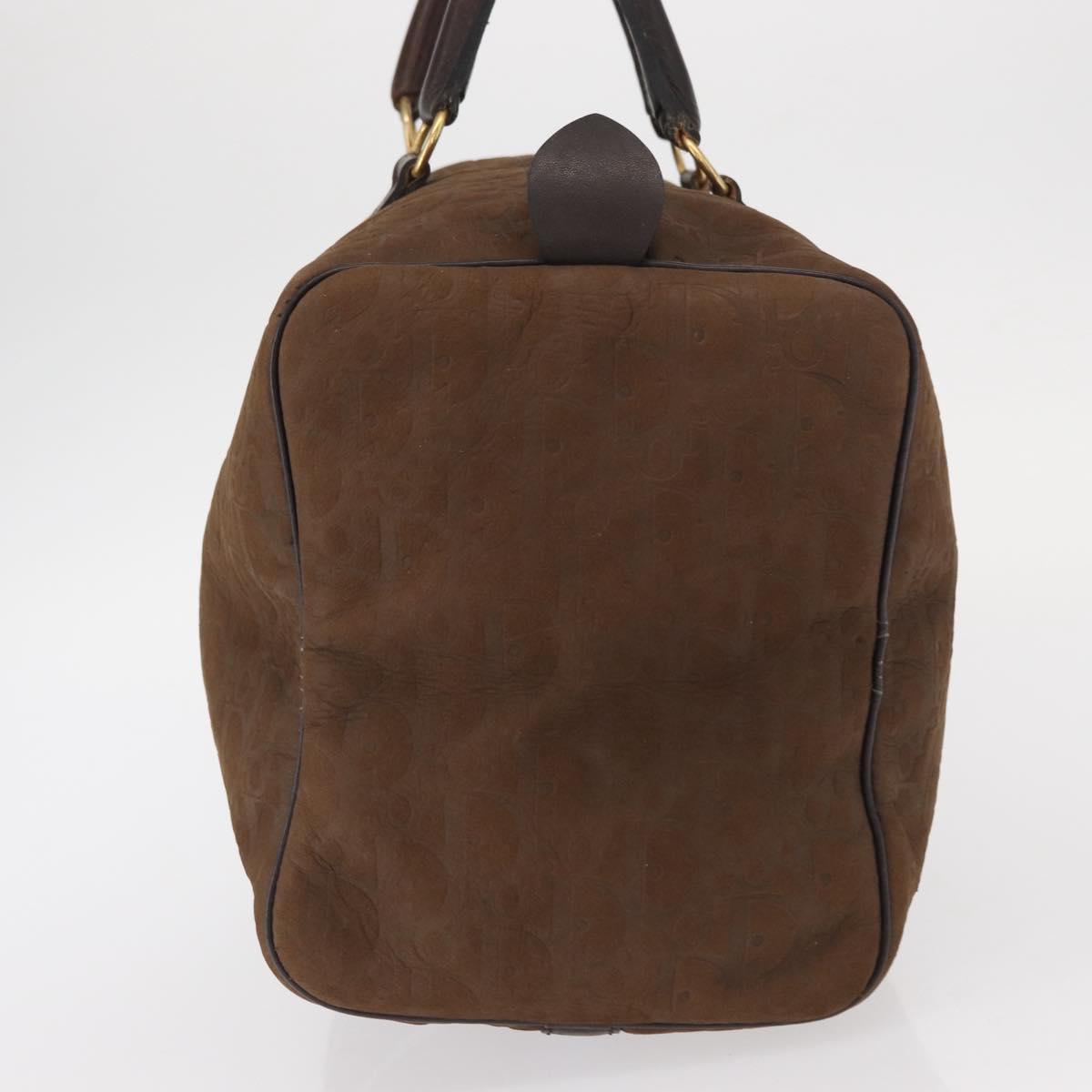 Christian Dior Trotter Canvas Boston Bag Brown Gold Auth gh1476