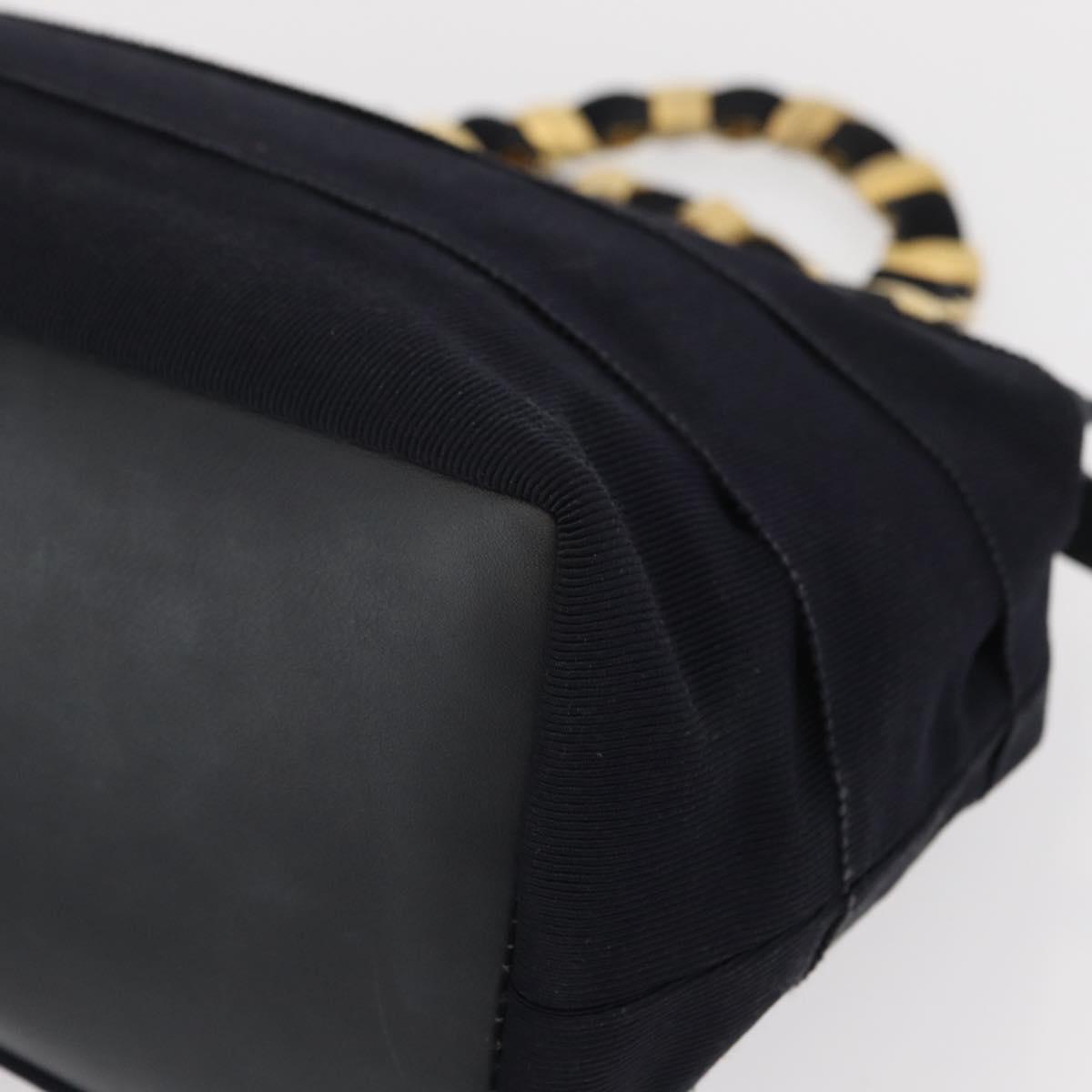 Salvatore Ferragamo Vala Hand Bag Canvas Navy Gold Auth gh1482