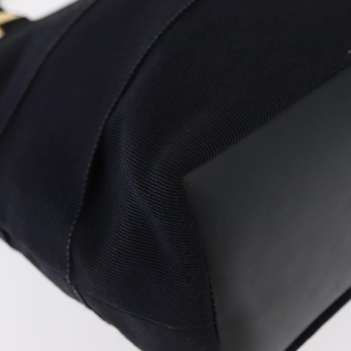 Salvatore Ferragamo Vala Hand Bag Canvas Navy Gold Auth gh1482