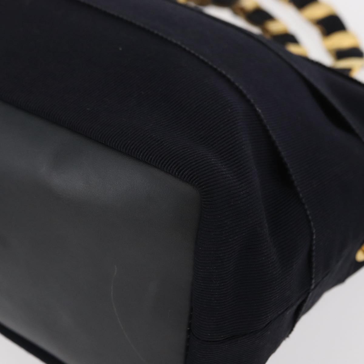 Salvatore Ferragamo Vala Hand Bag Canvas Navy Gold Auth gh1482
