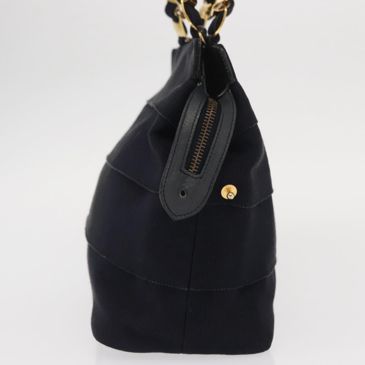Salvatore Ferragamo Vala Hand Bag Canvas Navy Gold Auth gh1482