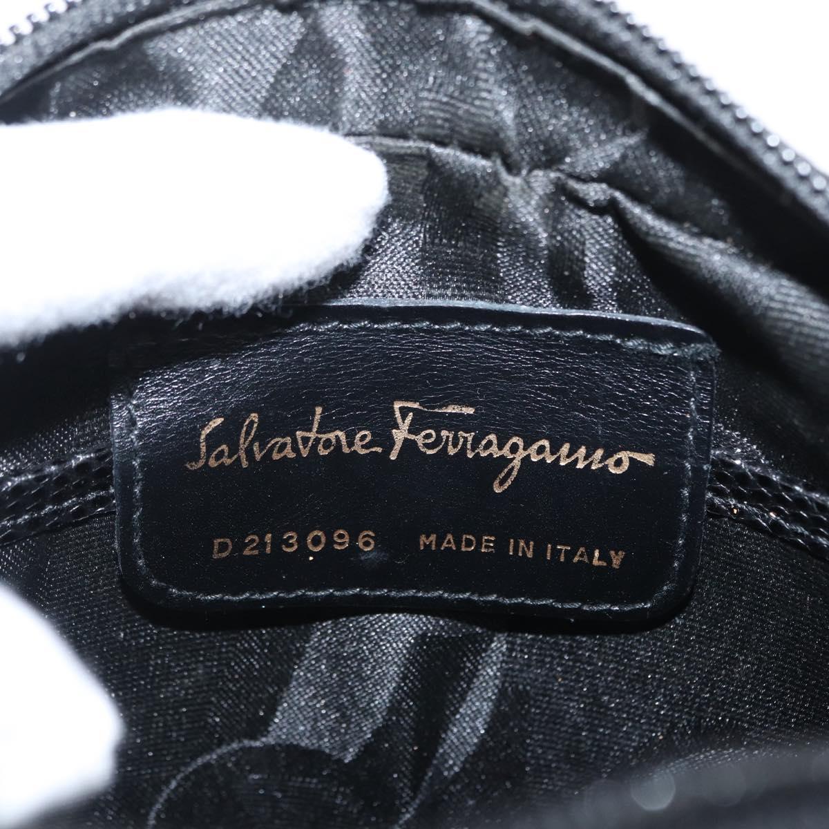 Salvatore Ferragamo Vala Shoulder Bag Leather Black Gold Auth gh1483