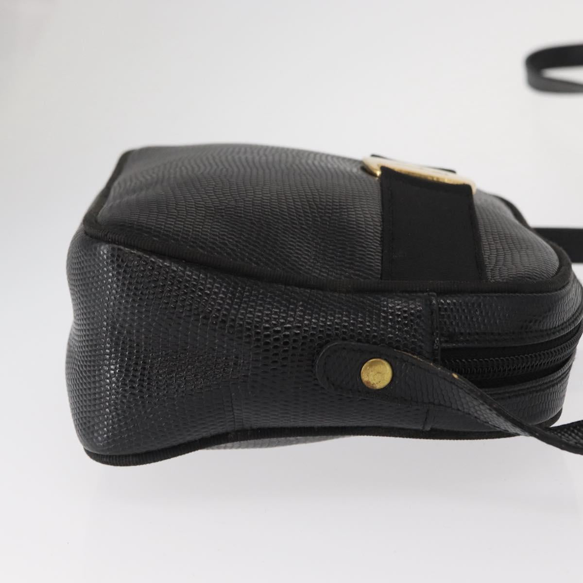 Salvatore Ferragamo Vala Shoulder Bag Leather Black Gold Auth gh1483