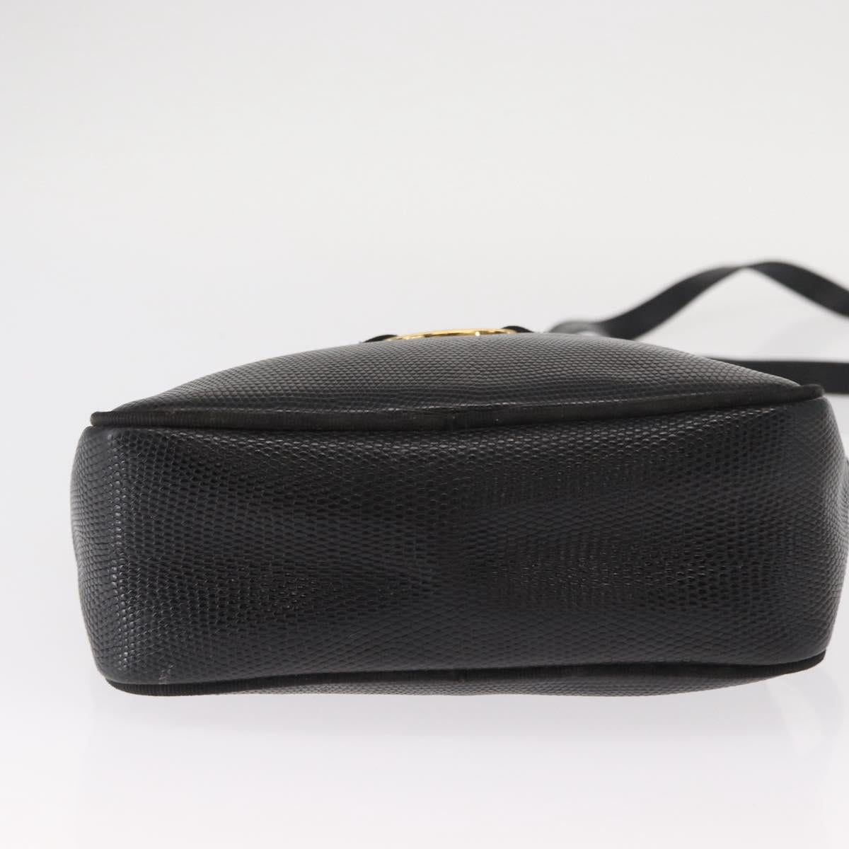 Salvatore Ferragamo Vala Shoulder Bag Leather Black Gold Auth gh1483