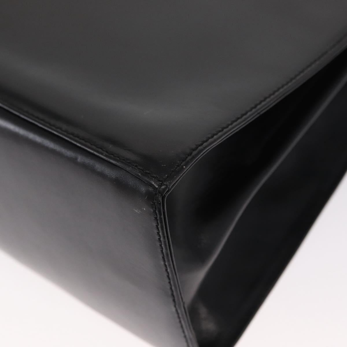 Salvatore Ferragamo Gancini Hand Bag Leather 2way Black Gold Auth gh1484