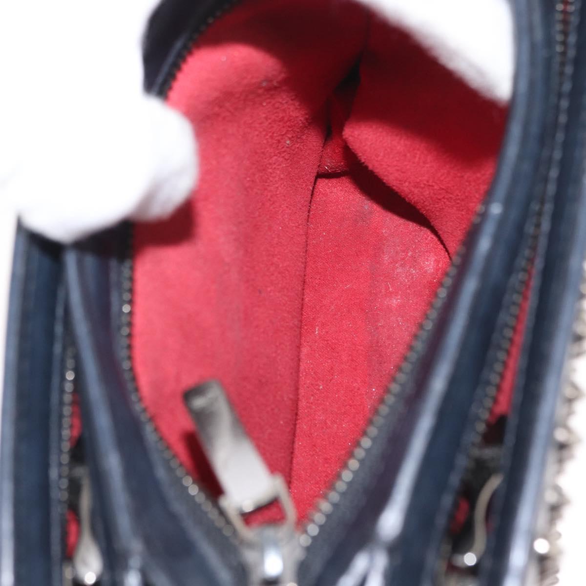 Christian Louboutin Studs Chain Shoulder Bag Leather Black Silver Auth gh1489