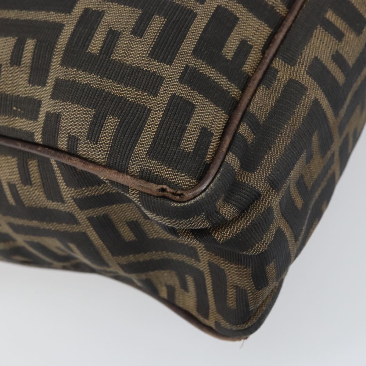 FENDI Zucca Canvas Hand Bag Black Brown Auth gh1494