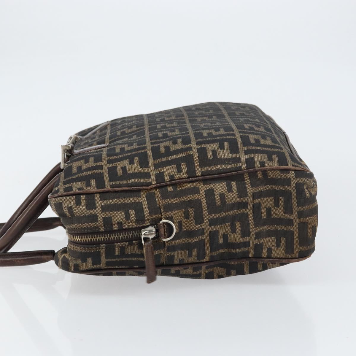 FENDI Zucca Canvas Hand Bag Black Brown Auth gh1494