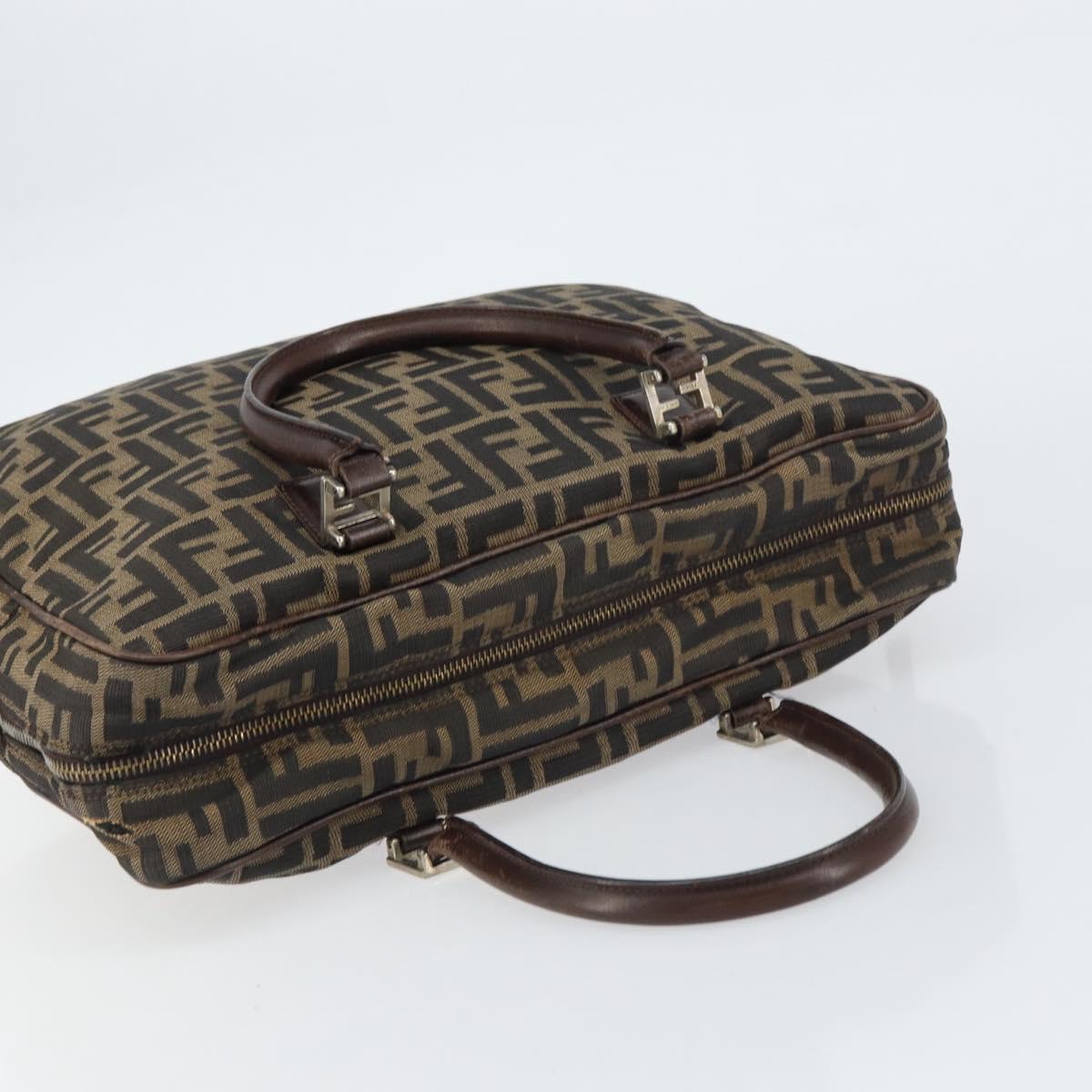 FENDI Zucca Canvas Hand Bag Black Brown Auth gh1494
