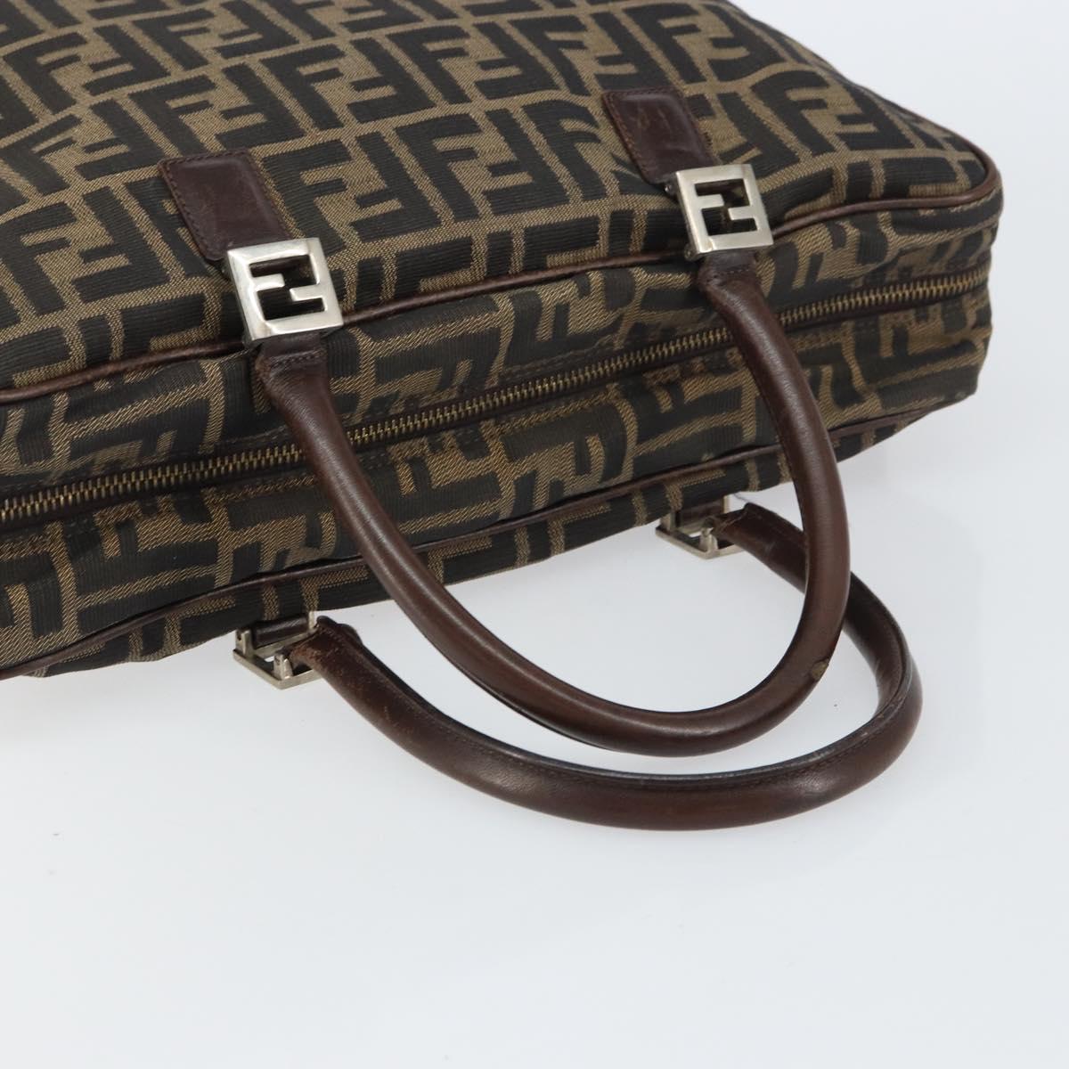 FENDI Zucca Canvas Hand Bag Black Brown Auth gh1494