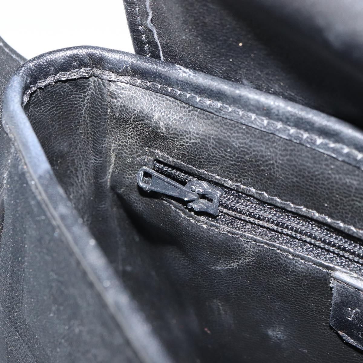 Burberrys Nova Check Hand Bag Leather Canvas Black Gold Auth gh1496