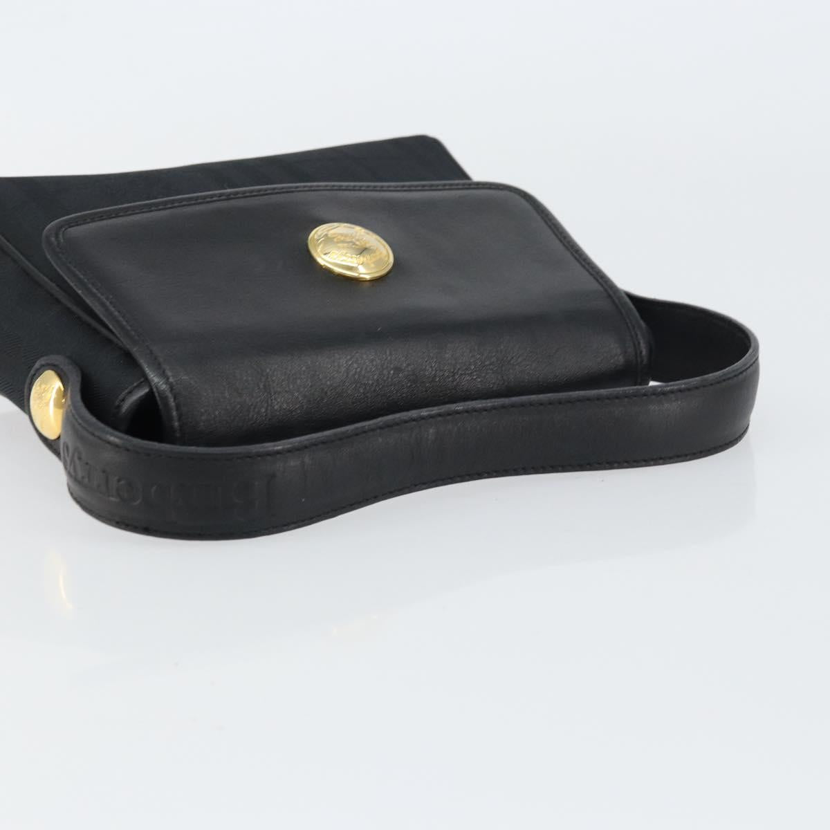 Burberrys Nova Check Hand Bag Leather Canvas Black Gold Auth gh1496