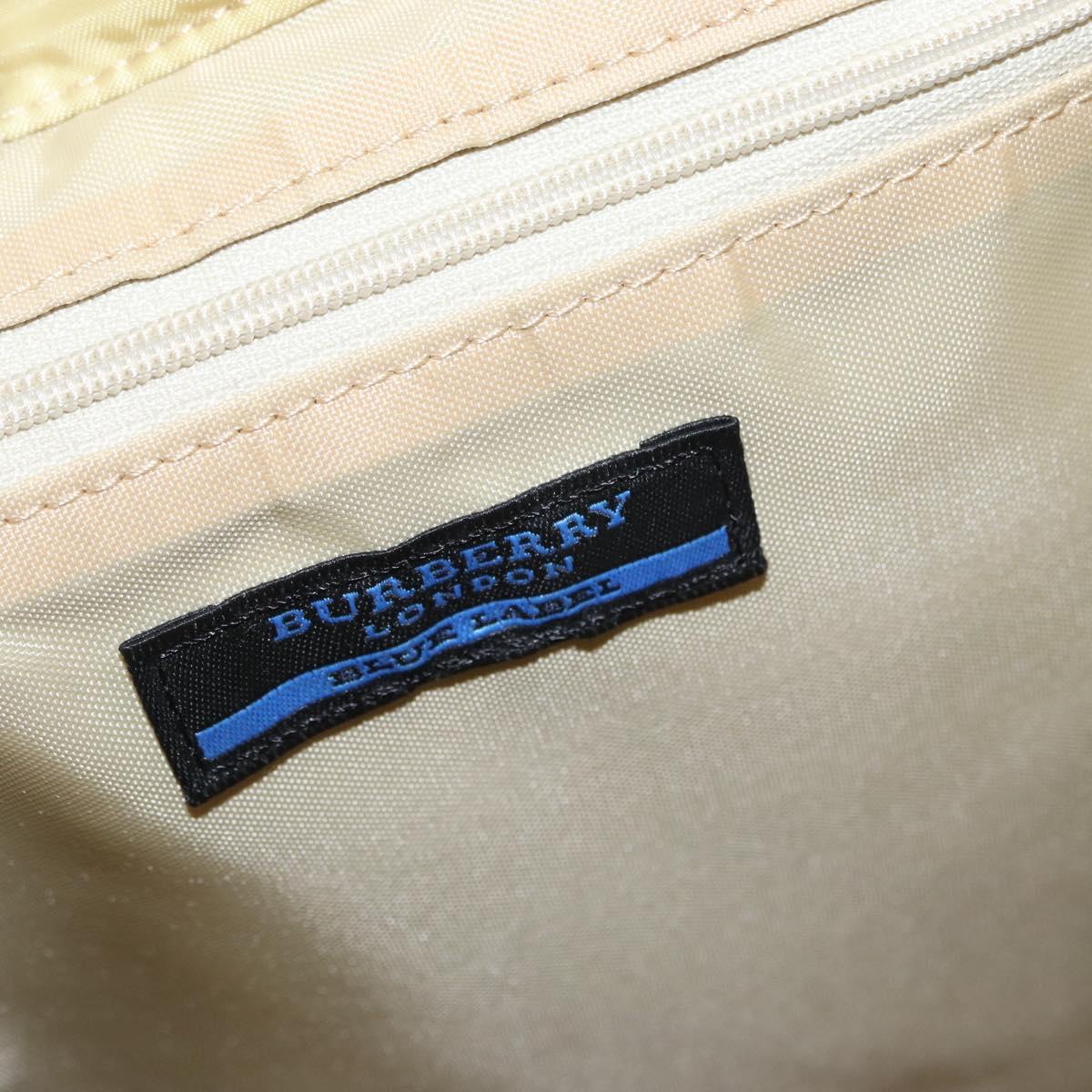 BURBERRY Blue Label Tote Bag Nylon Silver Beige Auth gh1498