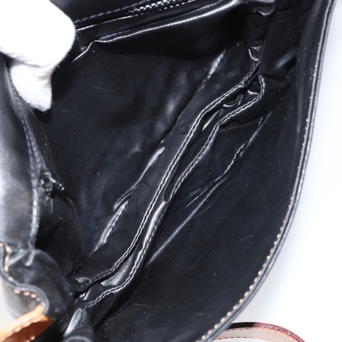 CELINE Shoulder Bag Leather Black Gold Auth gh1499